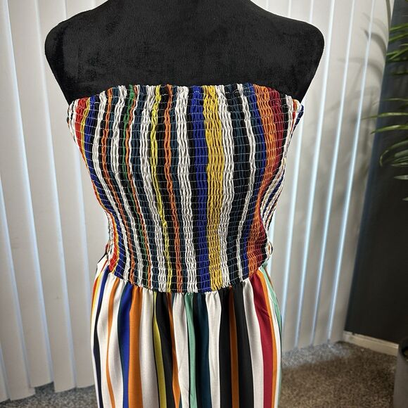 Shein Curve 2XL Long Multicolored Striped Belted Dress Vacation Beach Stretch - Picture 4 of 13